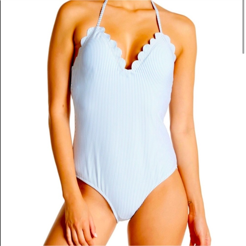 NWOT Jessica Simpson Blue/White striped Swimsuit M